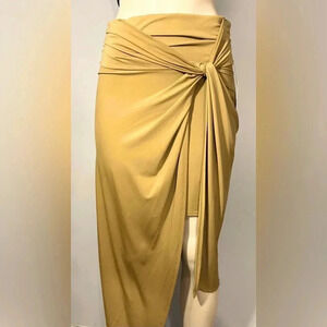 Nine West Womens Bronze Slit Ruched Tie Knot Skirt